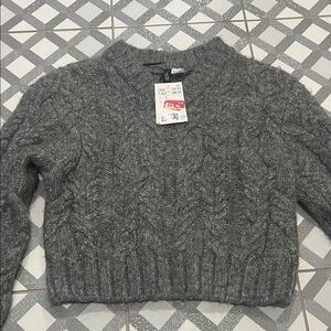 Gray Cable Knit Women's Sweater